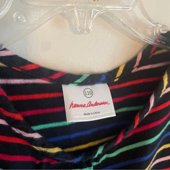 2 HANNA ANDERSSON 110 Girl Size 5 DRESSES Long Sleeve Pink Stripe Rainbow Cotton
